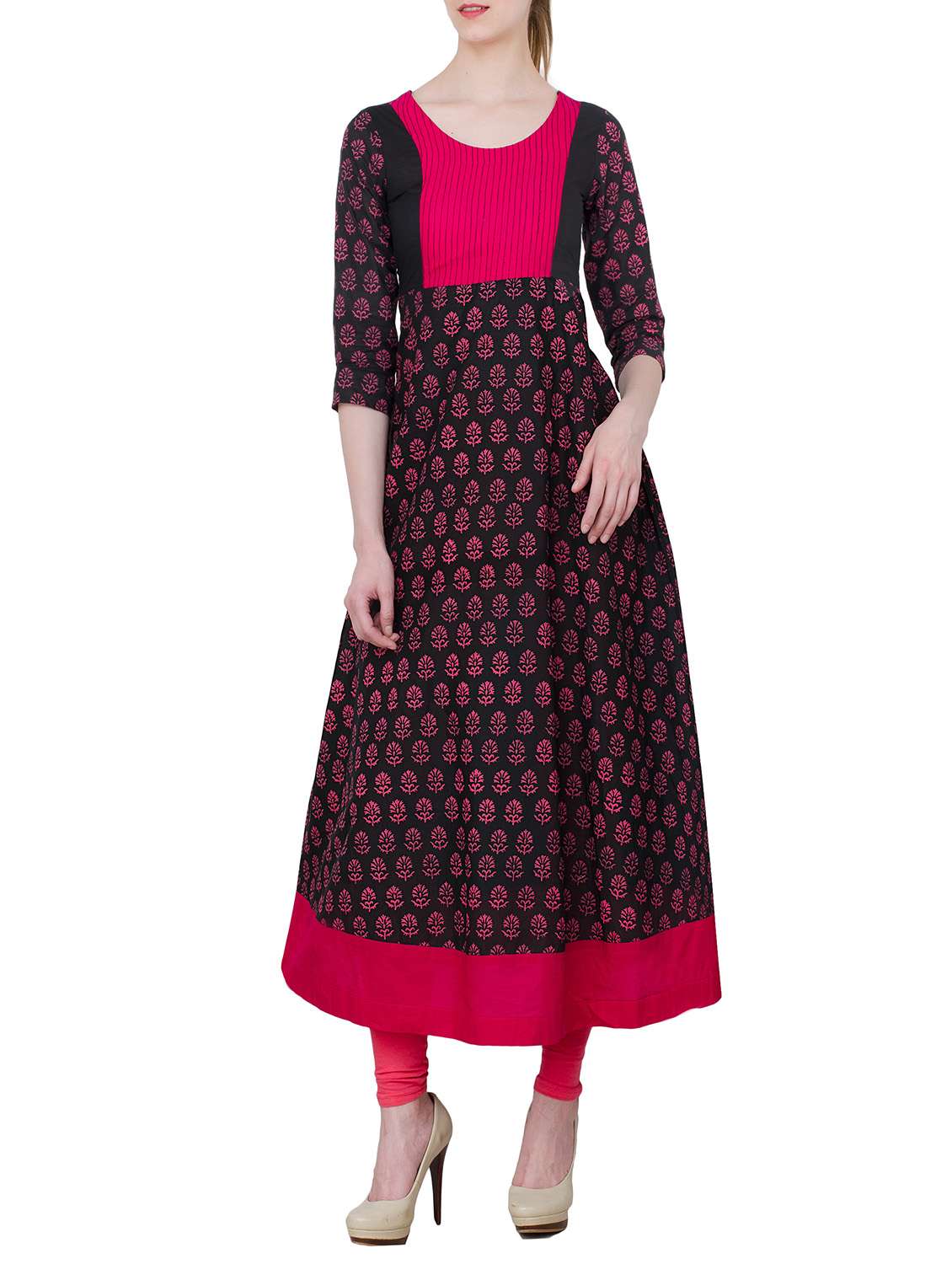 black cotton a-line kurta