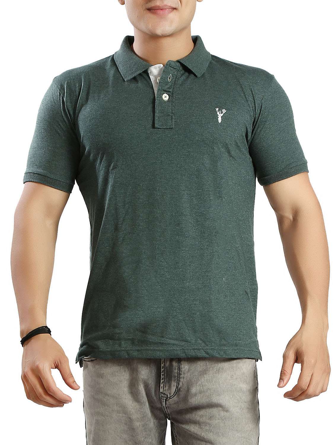 green solid polo t-shirt