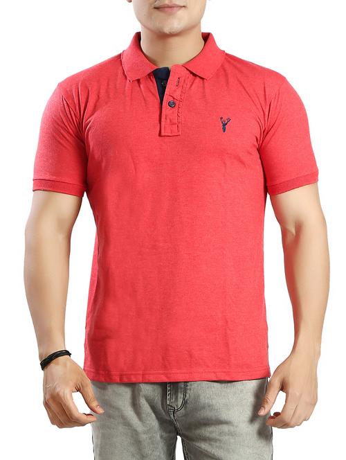 red solid polo t-shirt - 14393889 - Standard Image - 0