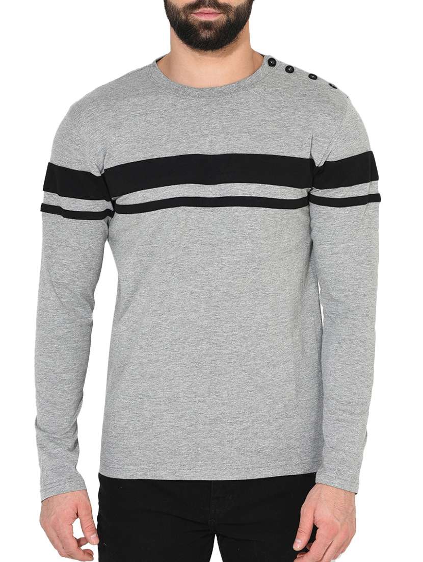 grey cotton striped tshirt