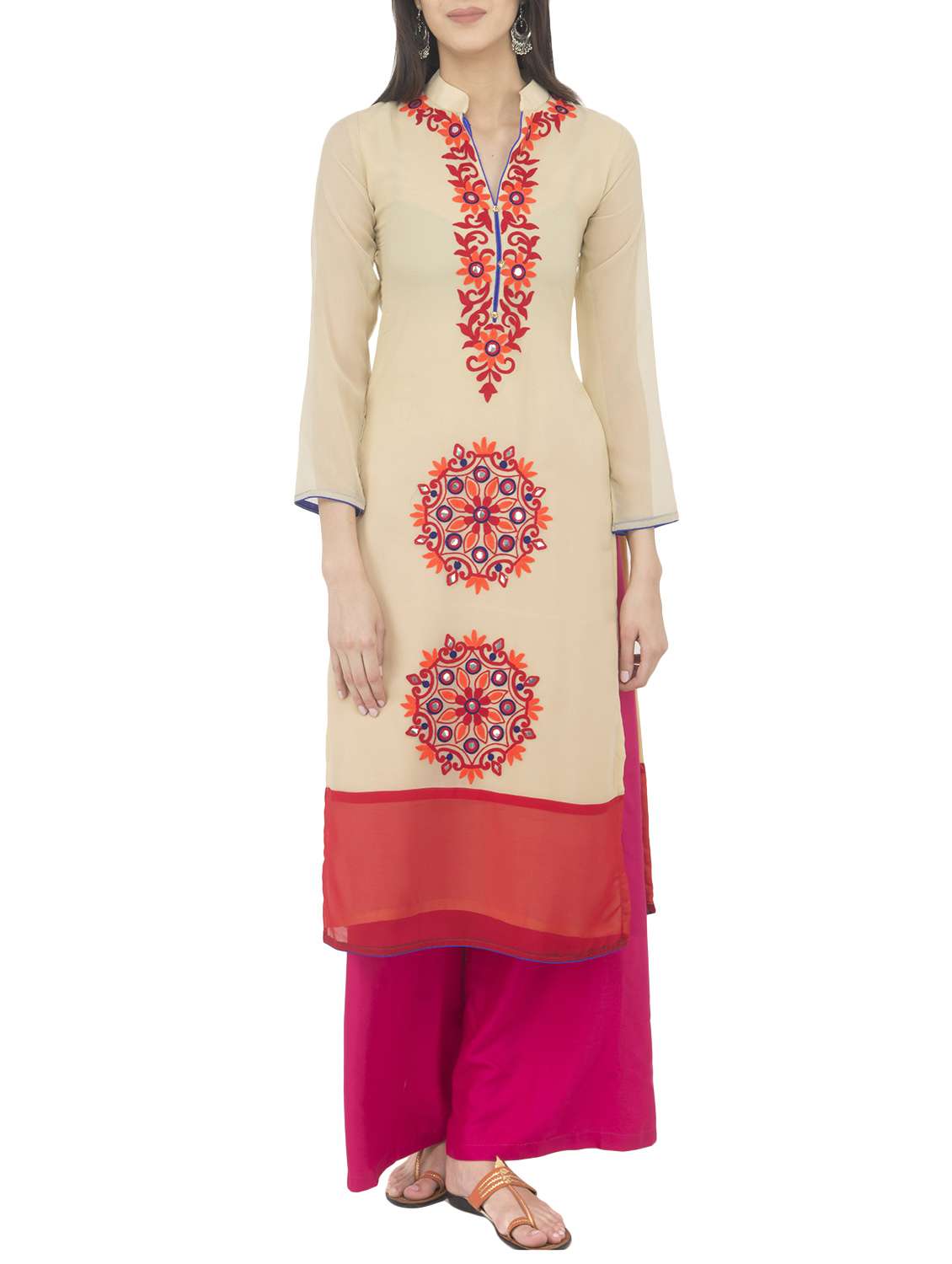 mirror work straight kurta