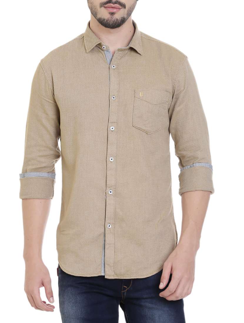 beige cotton casual shirt