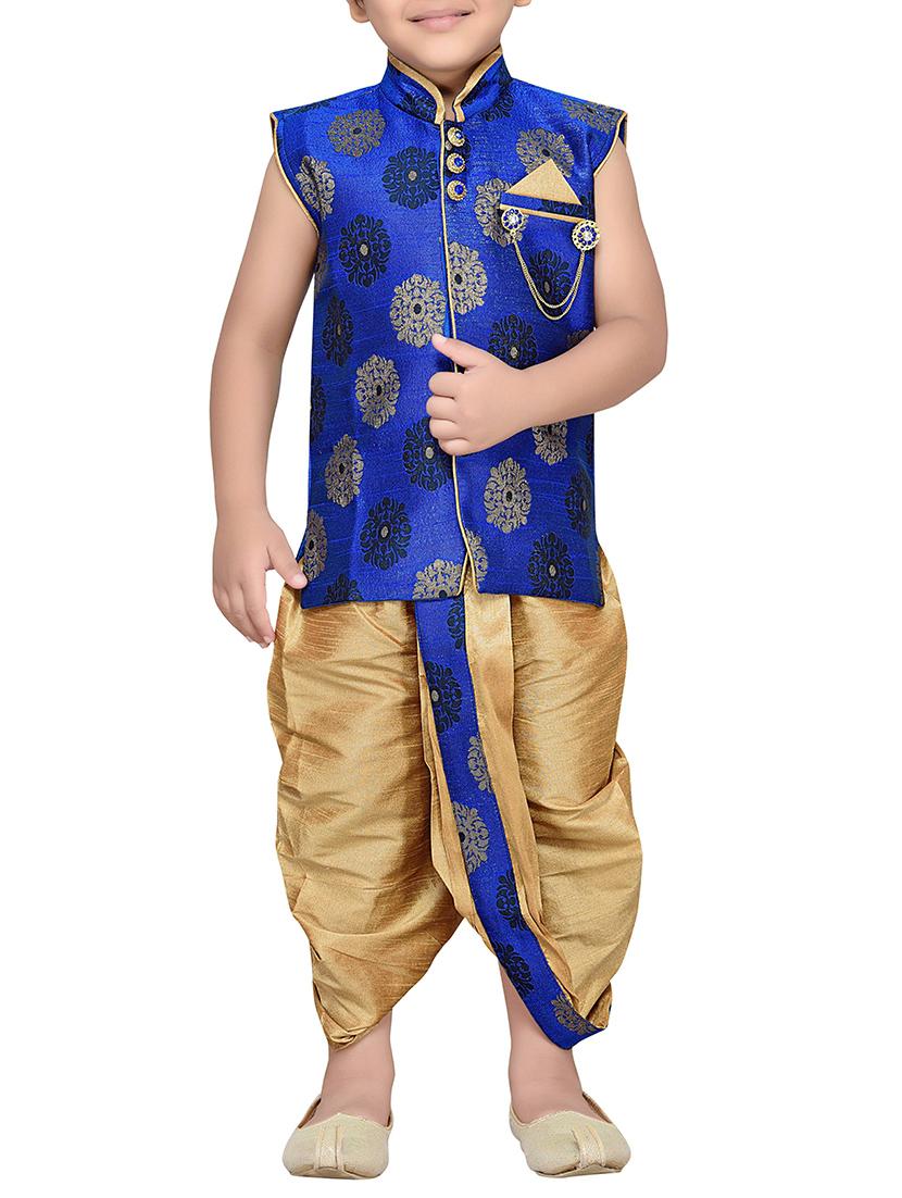 blue silk blend dhoti kurta sets - 14405613 -  Zoom Image - 0