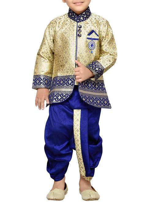 blue silk blend dhoti kurta sets - 14405624 -  Standard Image - 0