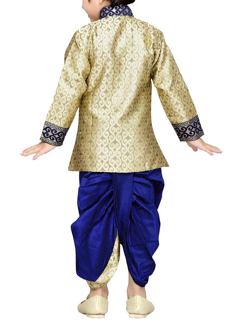 blue silk blend dhoti kurta sets - 14405624 - Standard Image - 3