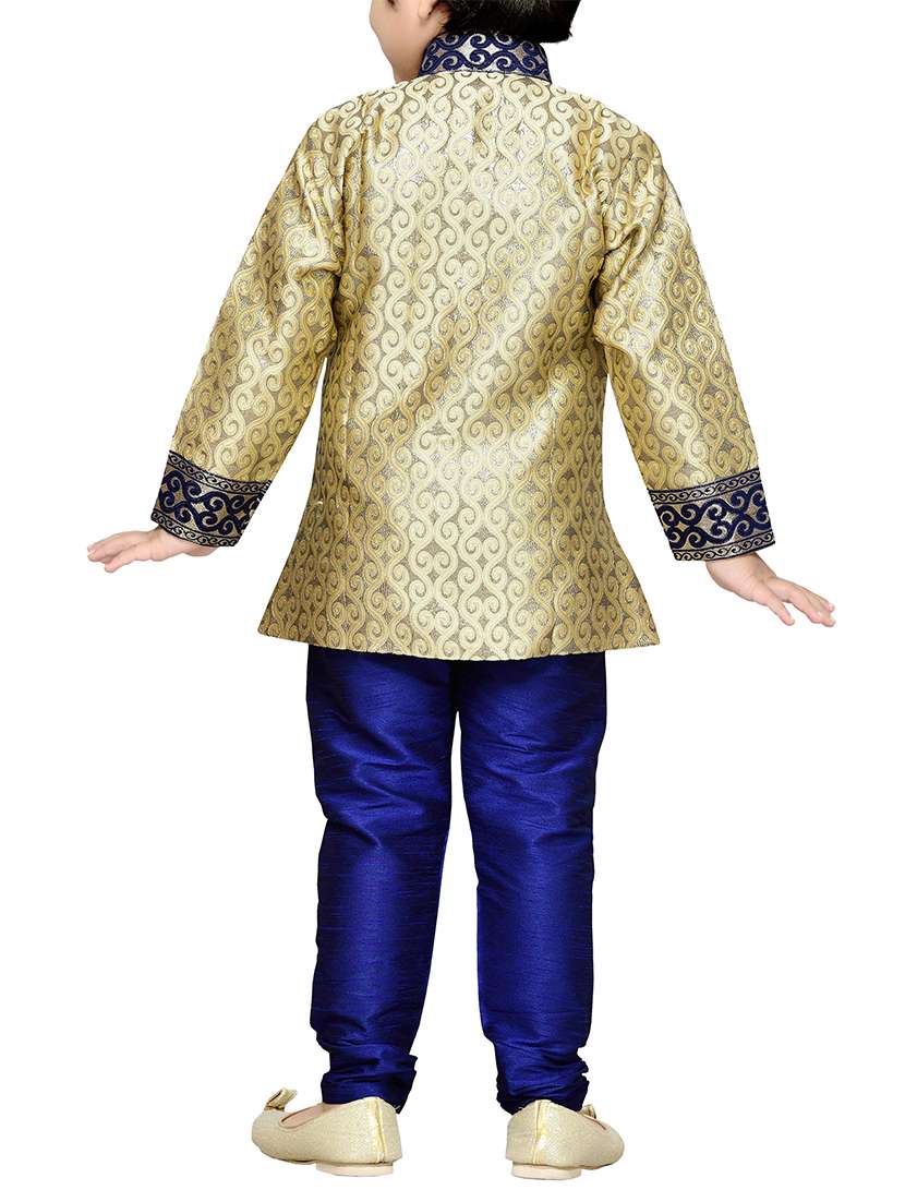 blue silk blend dhoti kurta sets - 14405624 - Standard Image - 5