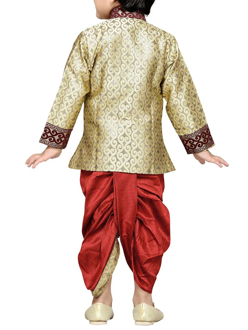 red silk blend dhoti kurta sets - 14405625 -  Standard Image - 3