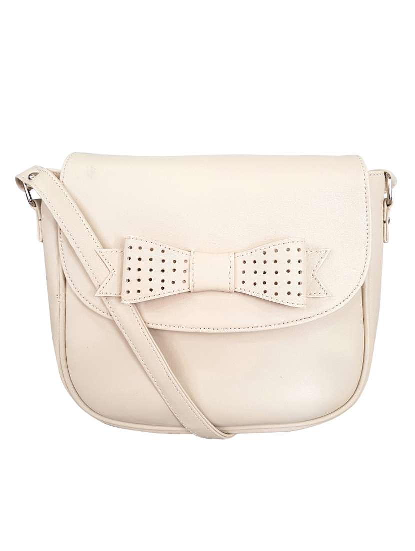 white leatherette  regular sling bag