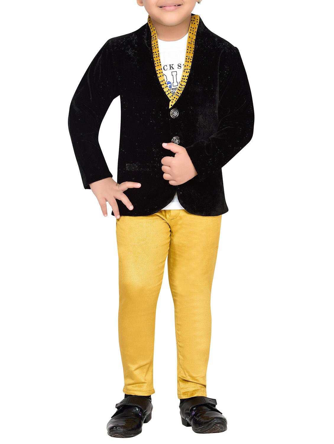 yellow and black velvet suit set - 14408961 - Zoom Image - 0