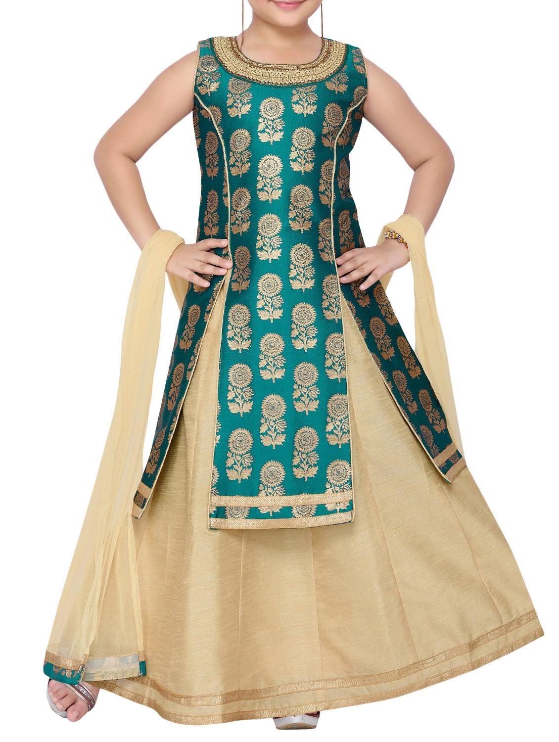 green silk lehenga choli - 14409890 - Zoom Image - 0