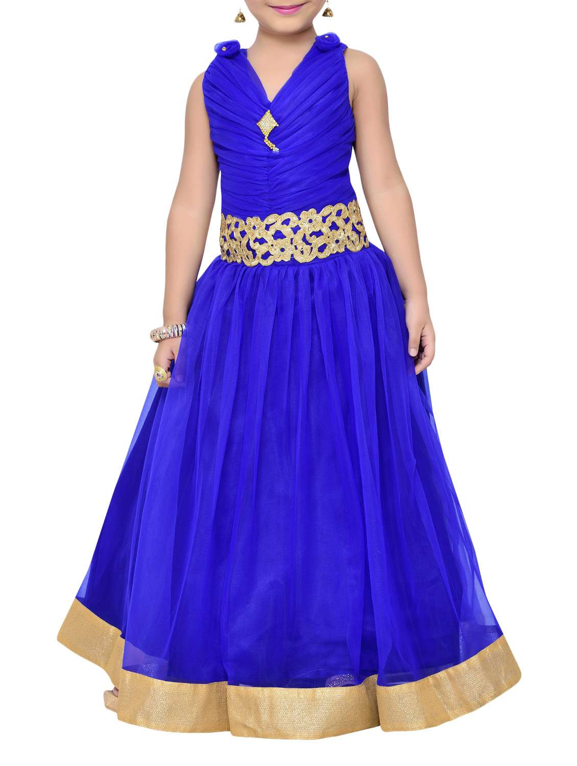 blue satin party gown - 14411115 - Zoom Image - 0