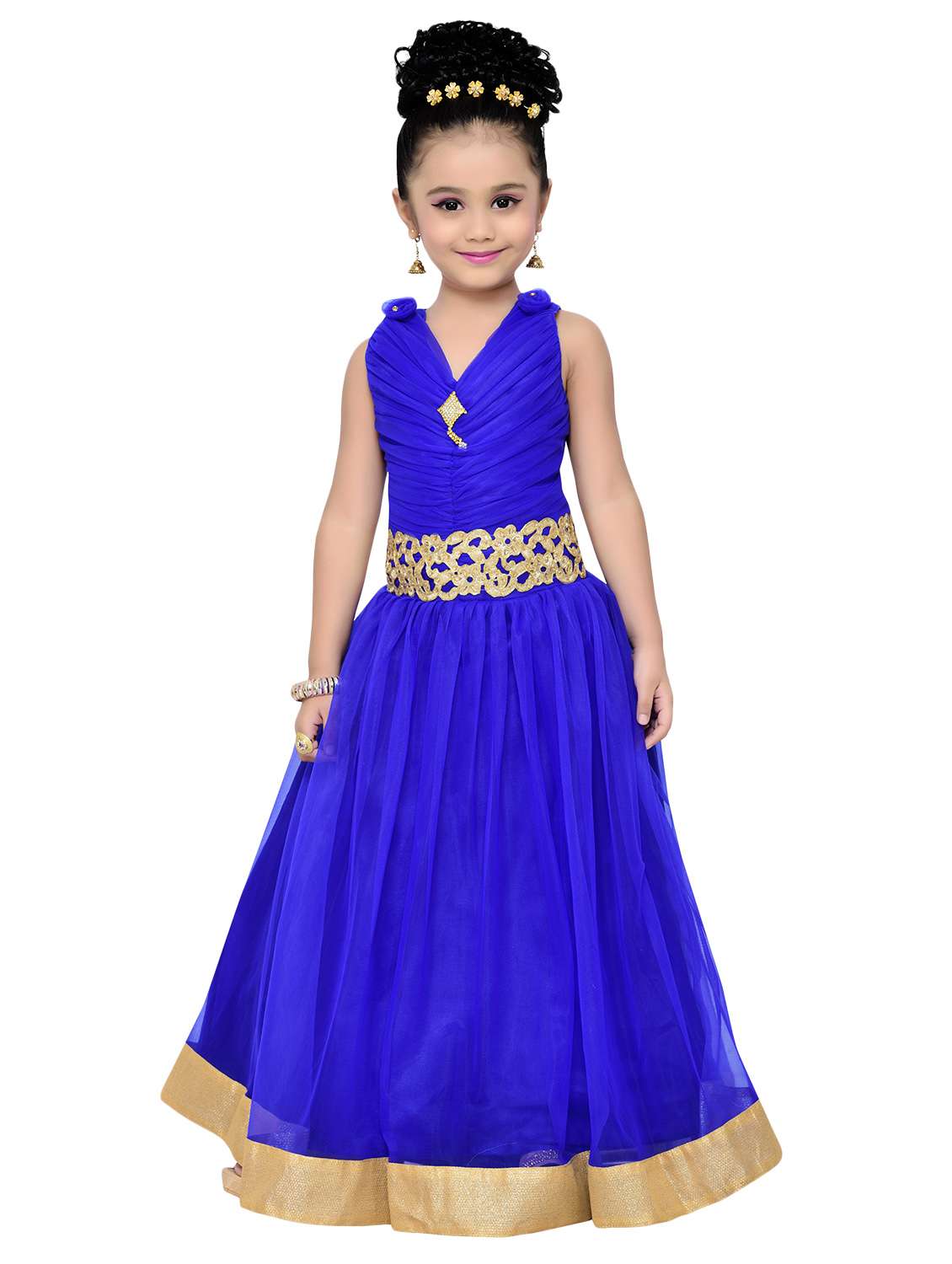 blue satin party gown - 14411115 - Standard Image - 3