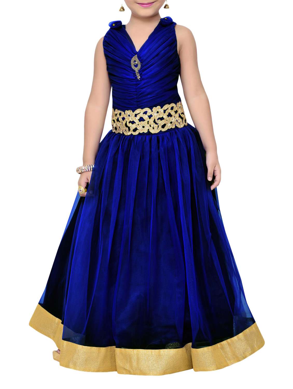 navy blue satin party gown