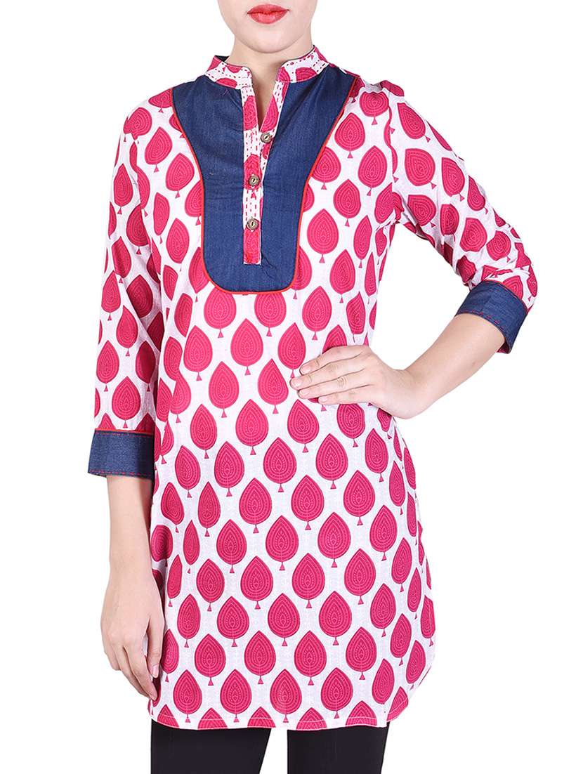 Buy online Pink Cotton Straight Kurti from Kurta Kurtis for Women by