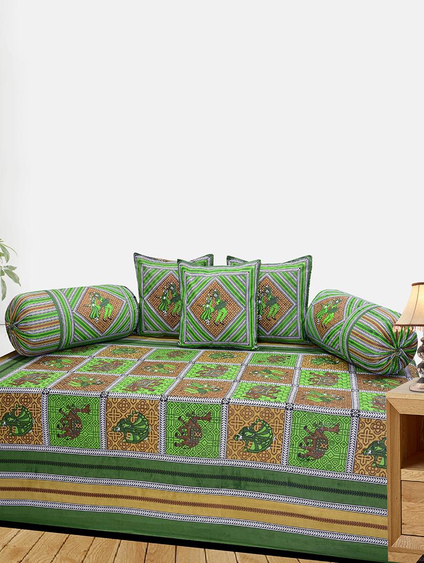 cotton jaipuri printed 6 pcs diwan set - 14411483 -  Zoom Image - 0