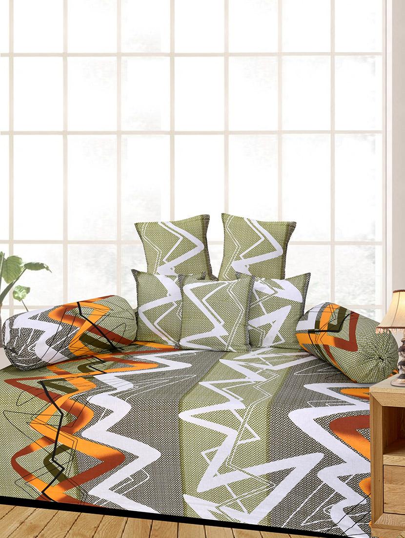 geometric print cotton 8 pcs diwan set - 14411495 -  Zoom Image - 0