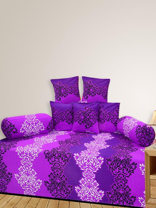 ethnic print poly cotton 8 pcs diwan set - 14411498 - Standard Image - 0