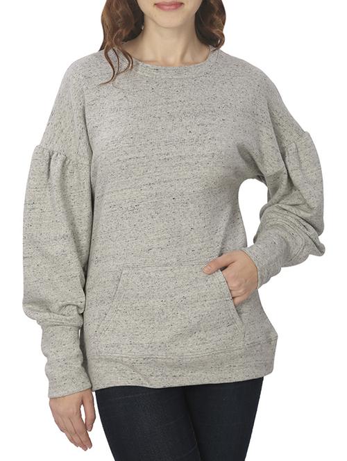 grey fleece round neck sweatshirt - 14412460 -  Standard Image - 0