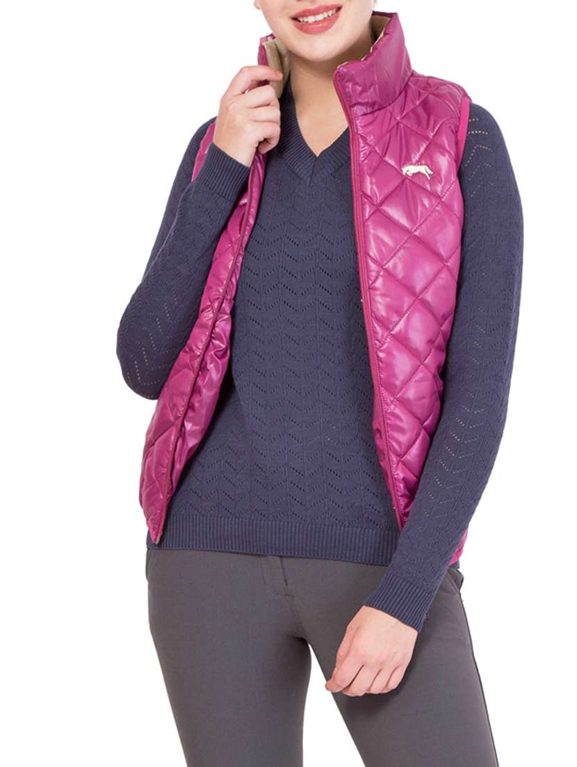 pink solid quilted jacket - 14414382 - Zoom Image - 0