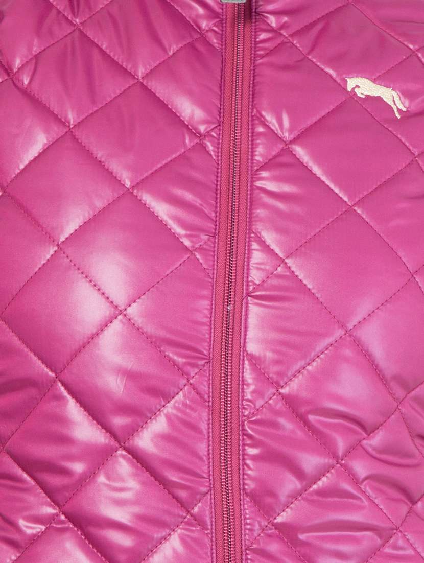 pink solid quilted jacket - 14414382 - Standard Image - 3