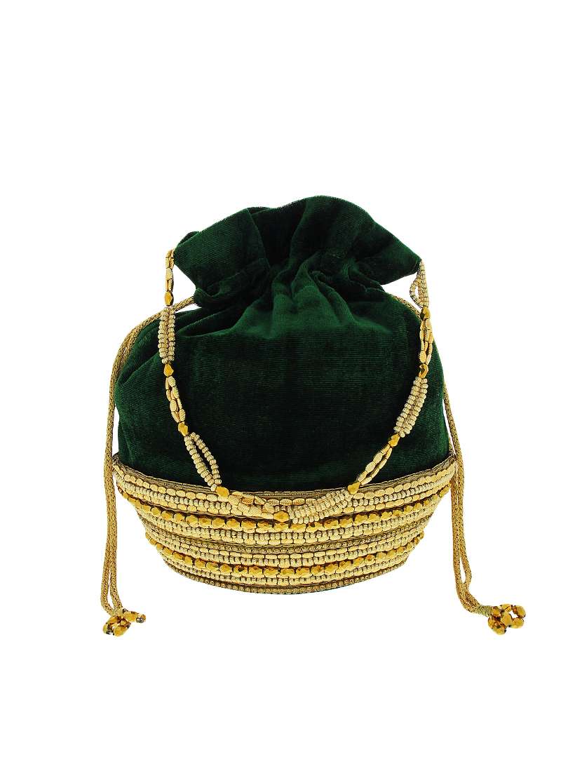 green velvet ethnic potli