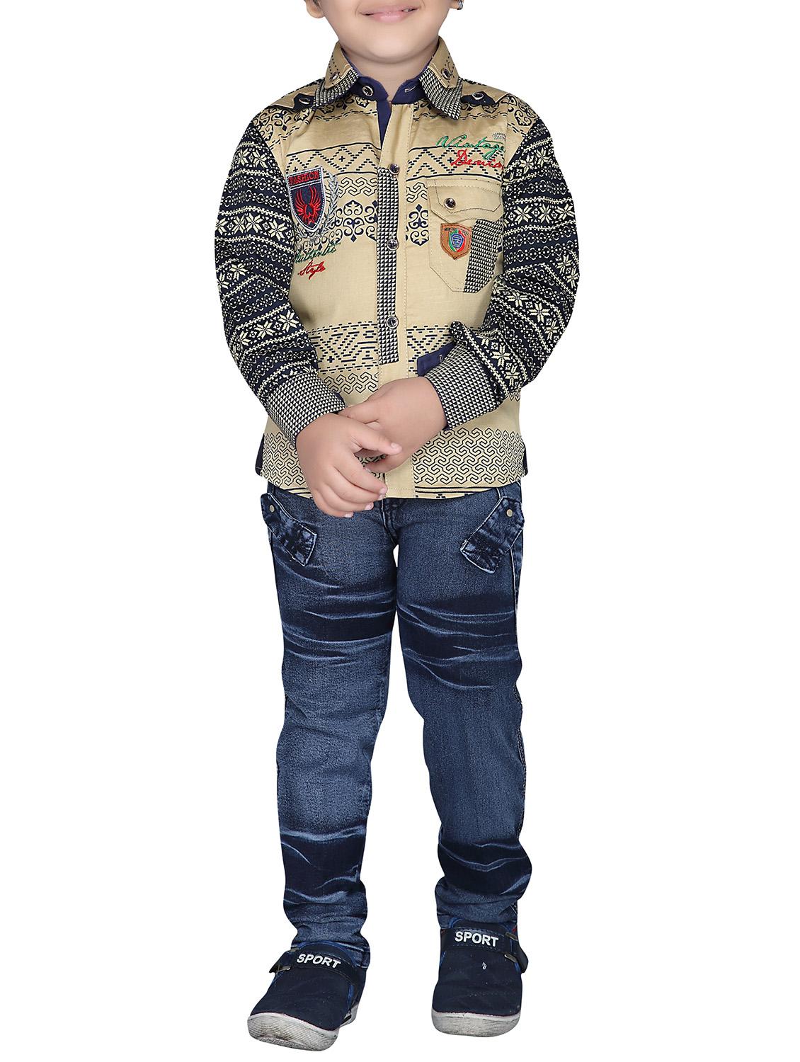 brown and blue cotton twin set - 14416369 - Zoom Image - 0