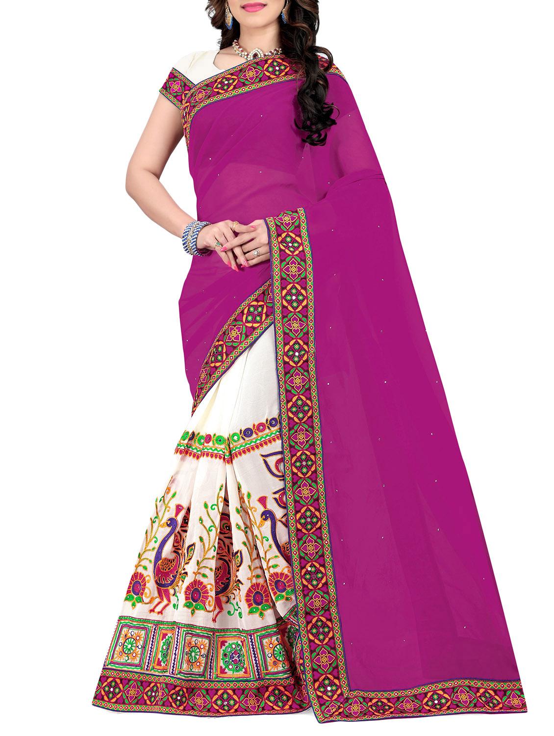 women's animal print purple colored saree with blouse - 14416381 - Zoom Image - 0