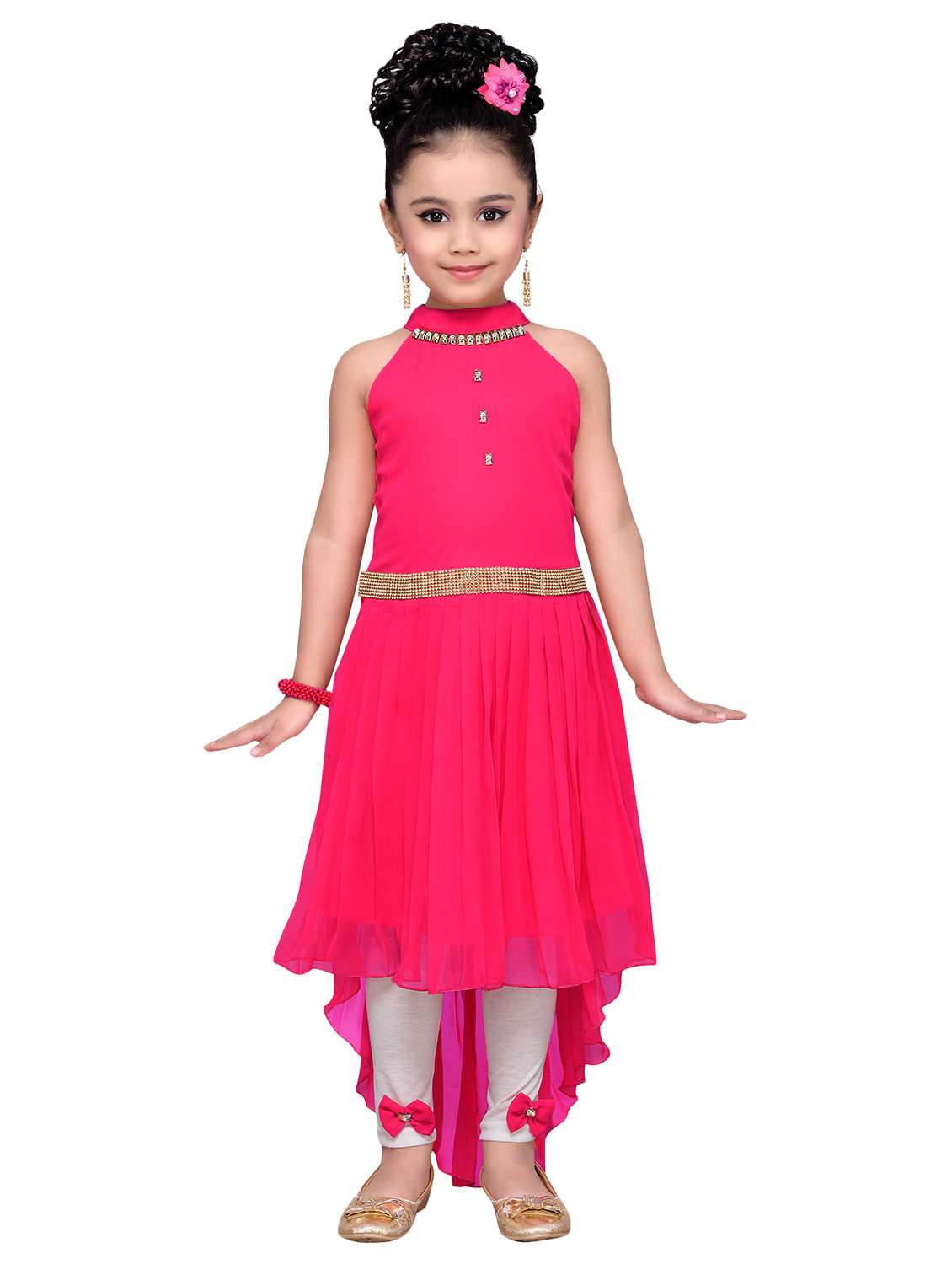 pink georgette tunic set - 14417478 -  Standard Image - 3