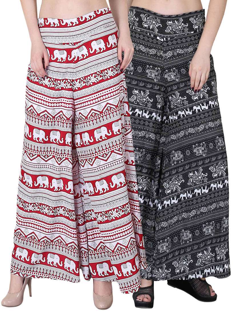 set of 2 multi colored crepe palazzo