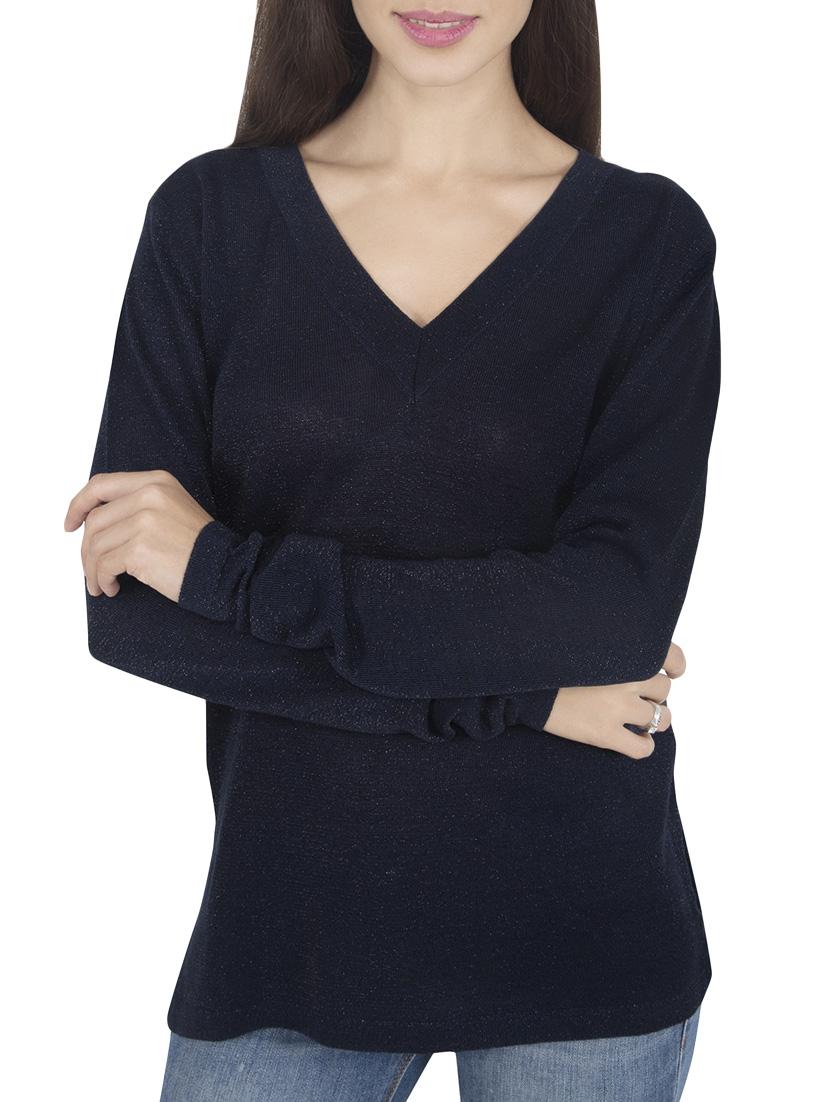 navy blue viscose pullover - 14419579 - Zoom Image - 0