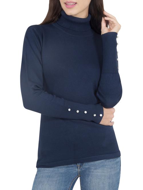 navy blue viscose pullover - 14419585 - Standard Image - 0