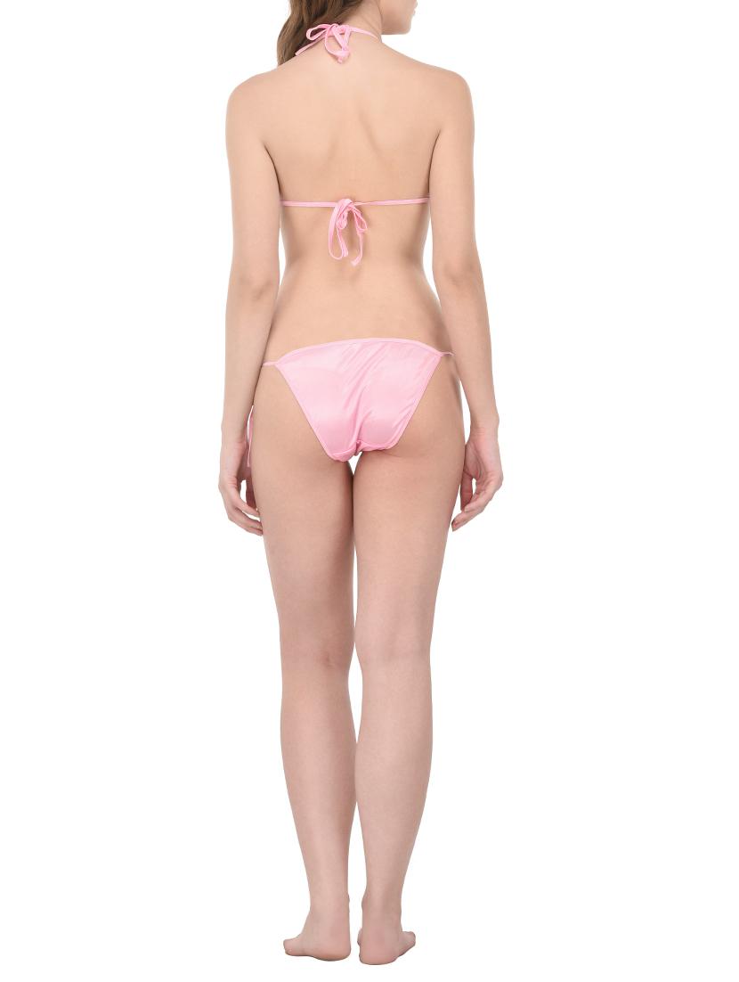 tie front solid nightwear set - 14420168 - Standard Image - 3