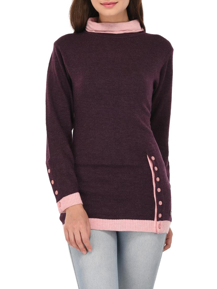 purple woollen turtle neck pullover - 14422123 - Zoom Image - 0