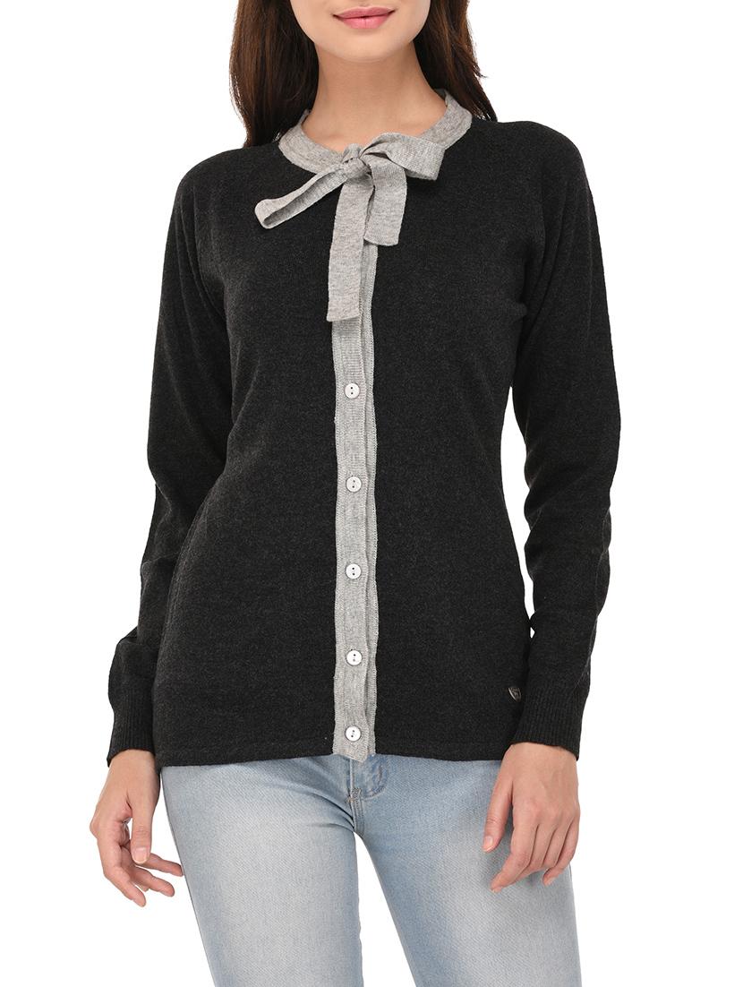 dark grey wool regular cardigan - 14422138 - Zoom Image - 0