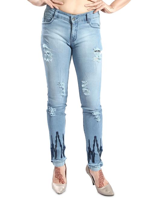 women's distress slim fit jeans - 14426488 - Standard Image - 0