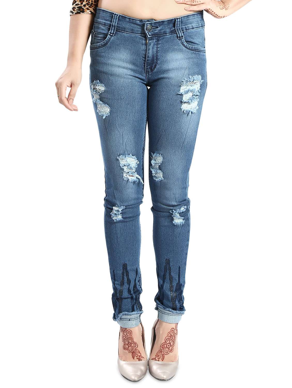 women's distress slim fit jeans