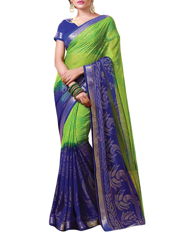 multi colored georgette printed saree with blouse - 14430986 - Zoom Image - 0