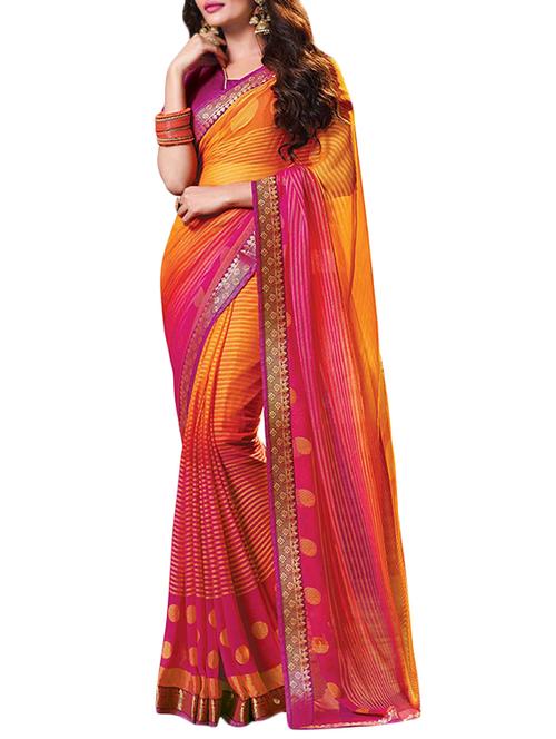 multi colored georgette printed saree with blouse - 14430987 - Standard Image - 0