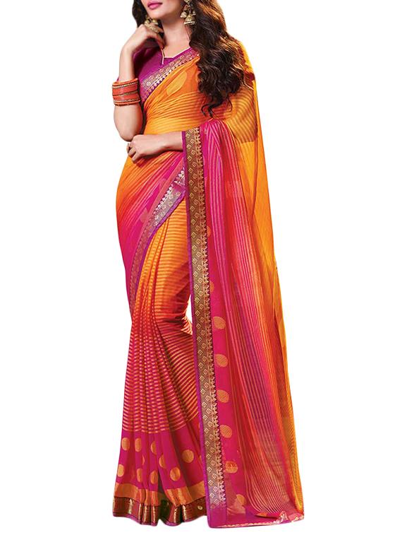 multi colored georgette printed saree with blouse - 14430987 - Zoom Image - 0