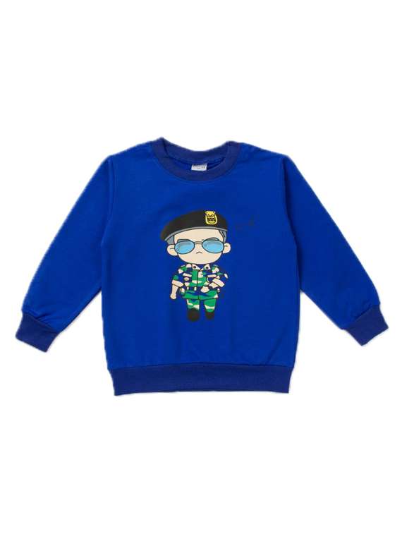 blue wool all over print sweatshirt