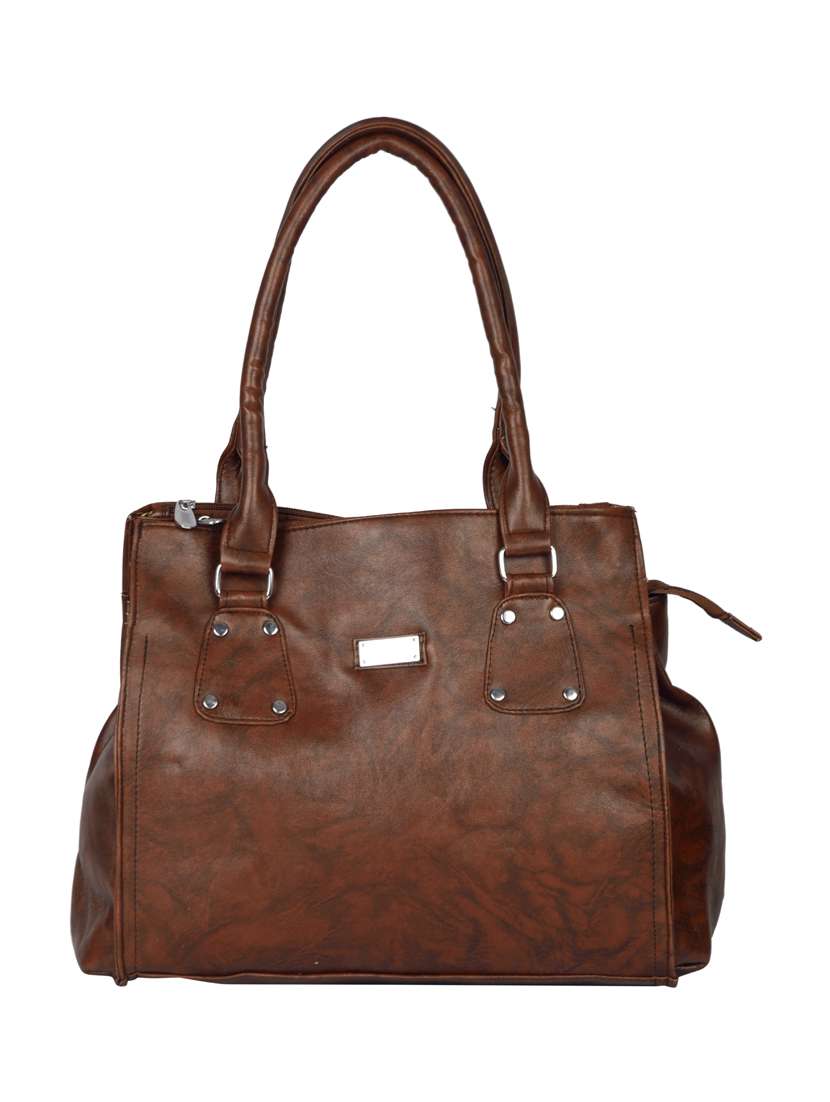 brown leatherette regular handbag - 14433629 -  Zoom Image - 0