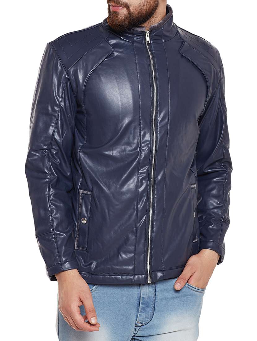 navy blue biker jacket - 14436816 - Zoom Image - 0