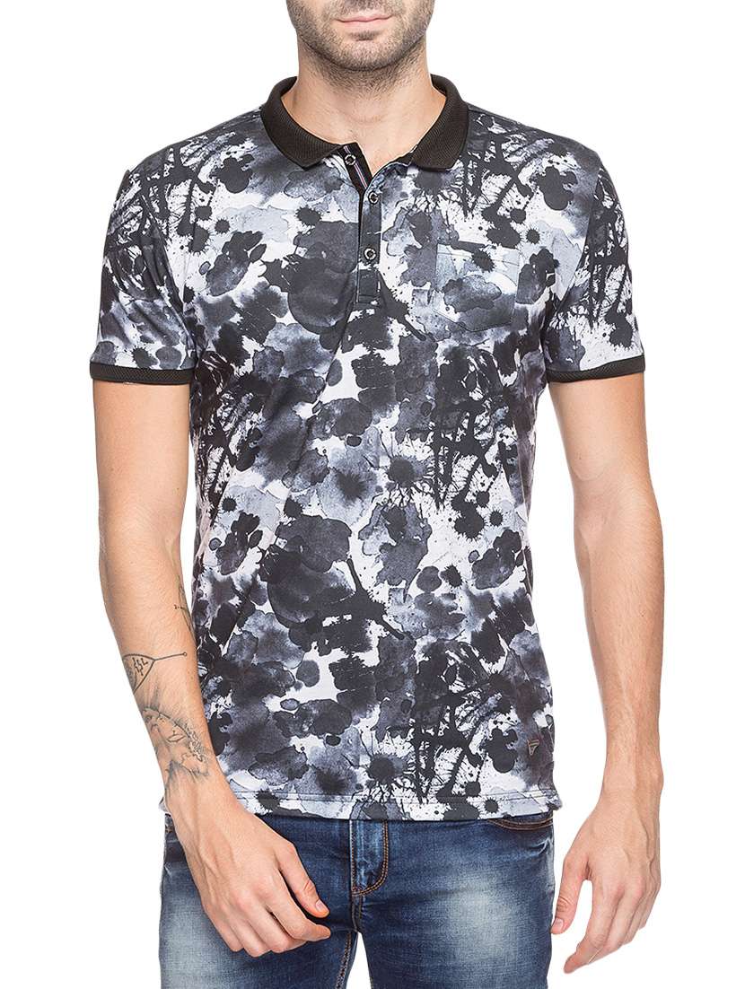 grey cotton all over print t-shirt