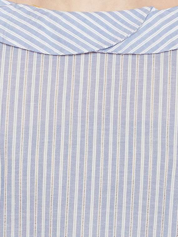 lace insert striped bell sleeved top - 14438499 -  Standard Image - 3