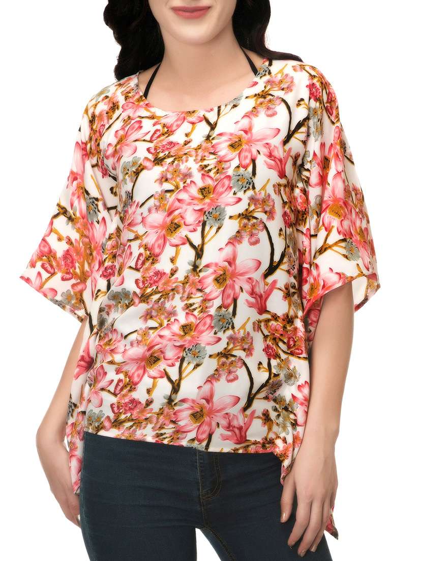 multi colored  floral kaftan top 