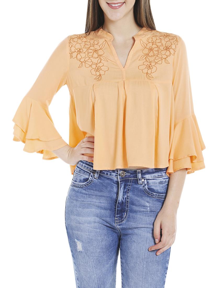 orange colored ruffle top - 14446698 - Zoom Image - 0