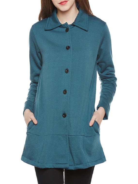 belle fille green fleece overcoat coat