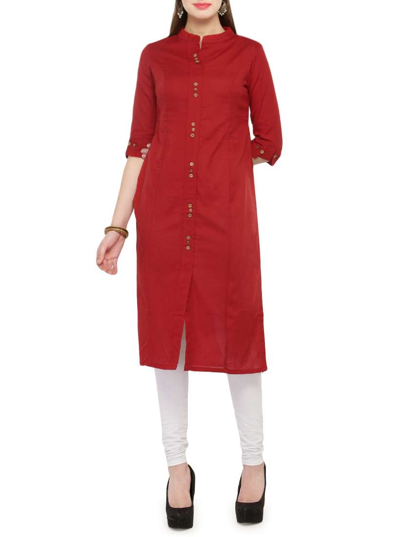 red rayon straight kurta