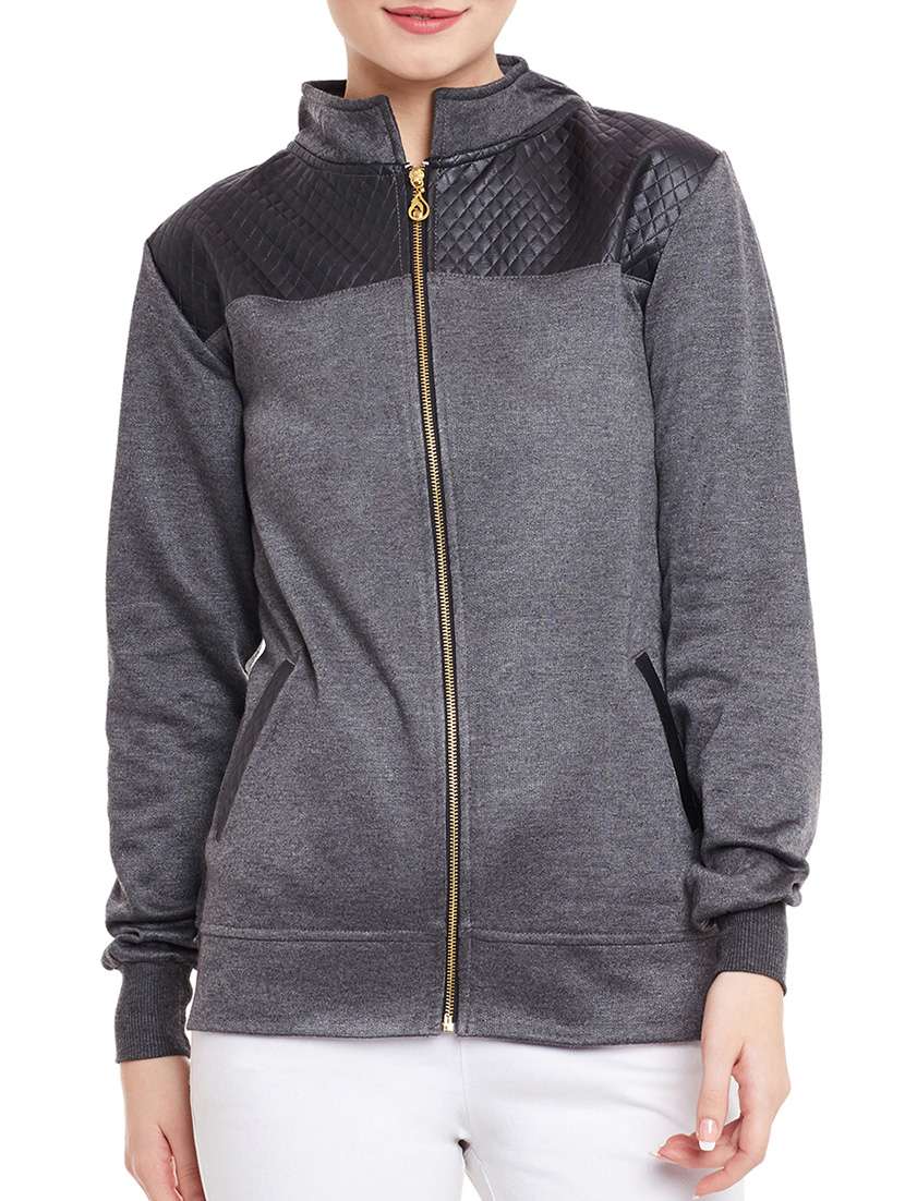 stand collar zip up jacket