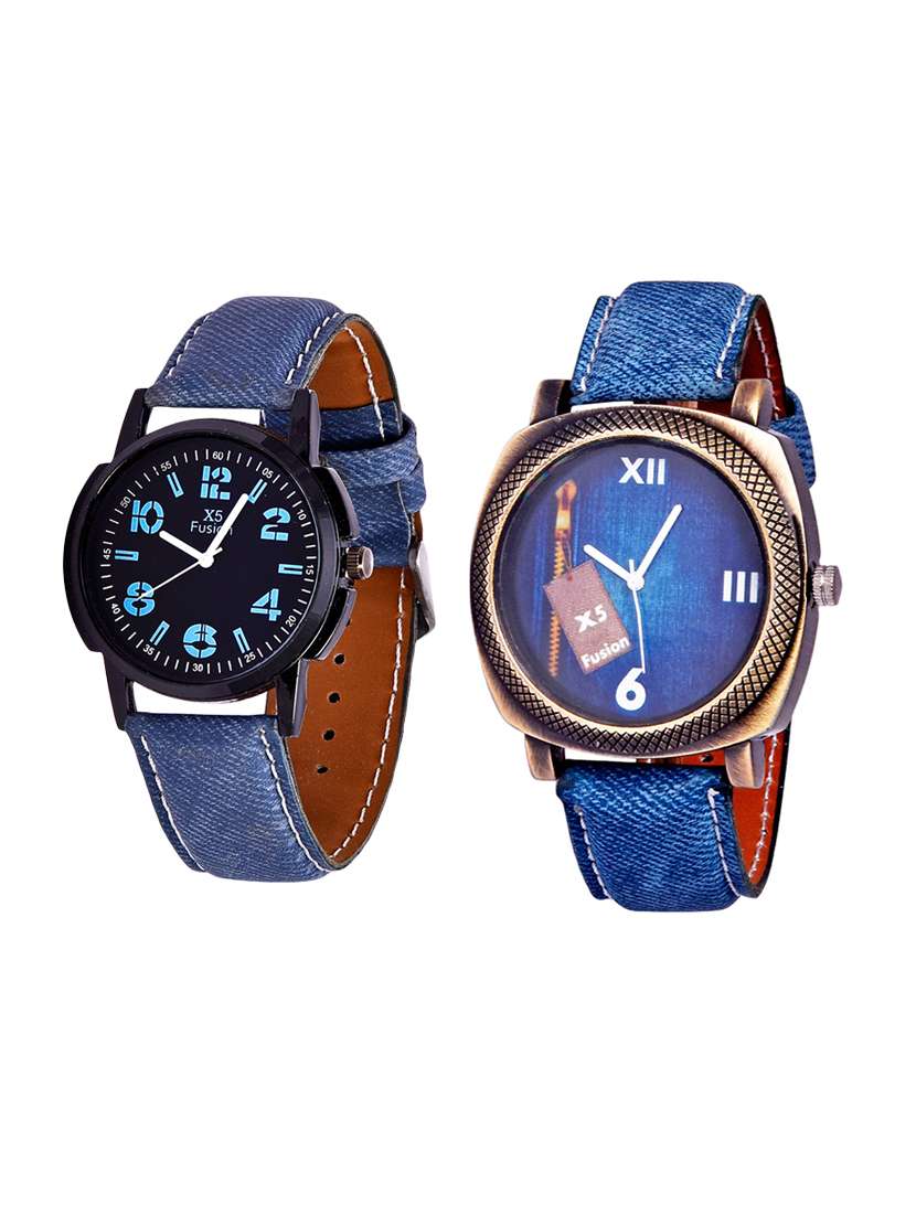 Buy online X5 Fusion Stylish Jeans And Denim Leather Analog Man